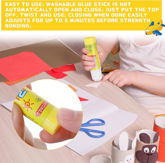 Zubebe School White Glue Stick Washable Glue Stick for Crafts Home Classroom Students Teachers Employees Scrapbooking Crafting Supplies(200 Pcs)