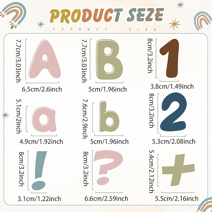 221 Pcs Boho Bulletin Board Letters, Round Alphabet Number Punctuation Symbol Combo Letter Cutouts, Boho Classroom Decor for School Classroom Chalkboard Poster Bulletin Board Wall