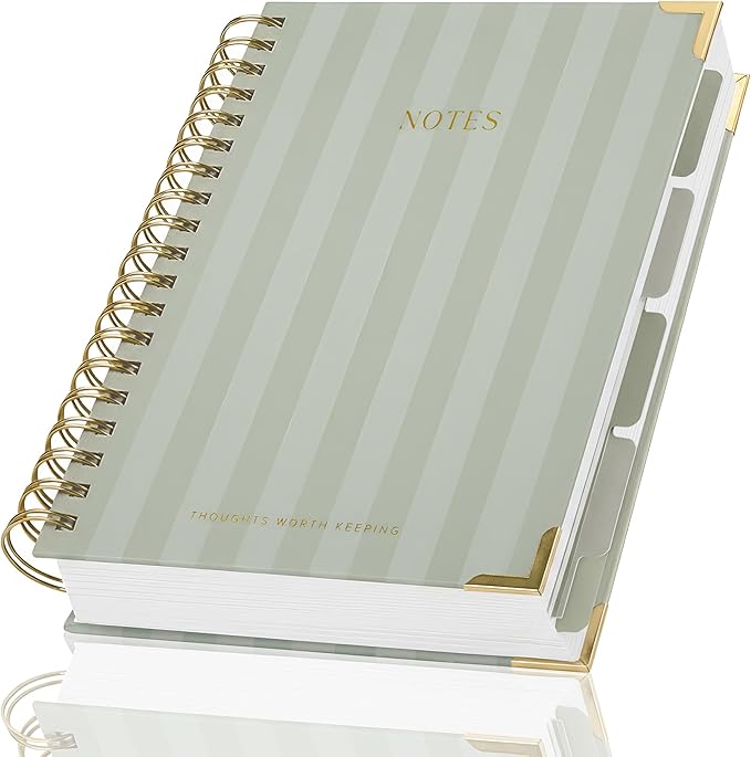 Aesthetic Thick Spiral Notebook With Tabs - Premium Journal For Women Size B5 - College Ruled Note Book With 300 Lined Pages and Dividers - Perfect For Writing And Staying Organized at Work or School