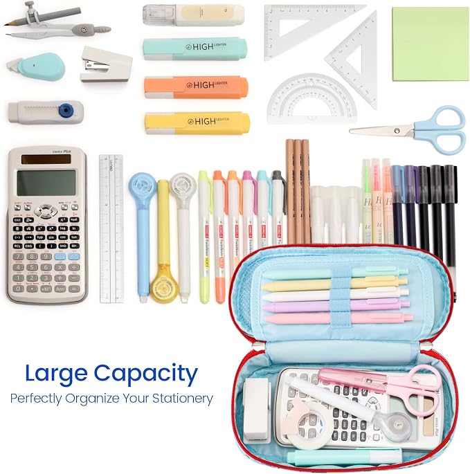 Cambond Cute Pencil Case for Boys - School Pencil Pouch Kids, Blue Cars | Pencil Case for Kids Big Capacity Organizer Bag for Staionary, Aesthetic School Supplies Boys,Water-Resistent Pen Bag