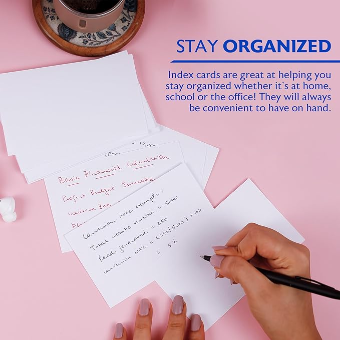 BAZIC Products Index Cards, 100 Count, 3" x 5", Blank White Unruled, Cs/36