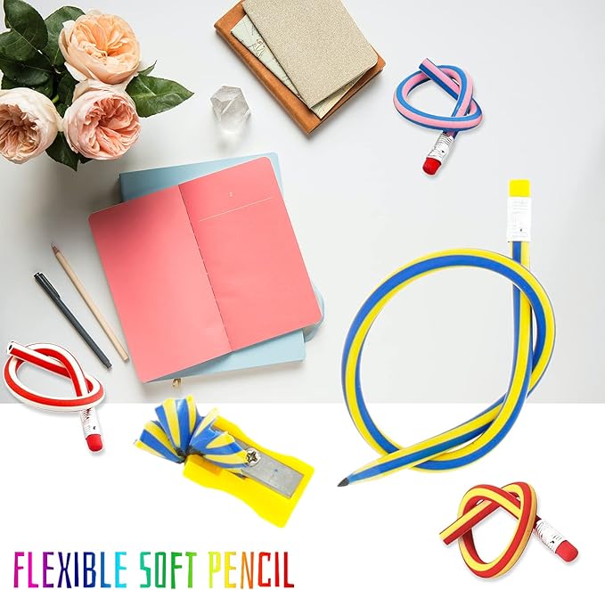 Muiyaneq 40 Pieces Flexible Soft Pencil,Soft Pencils with Eraser,Magic Bend Pencils for Kids Students Gift,School Supplies