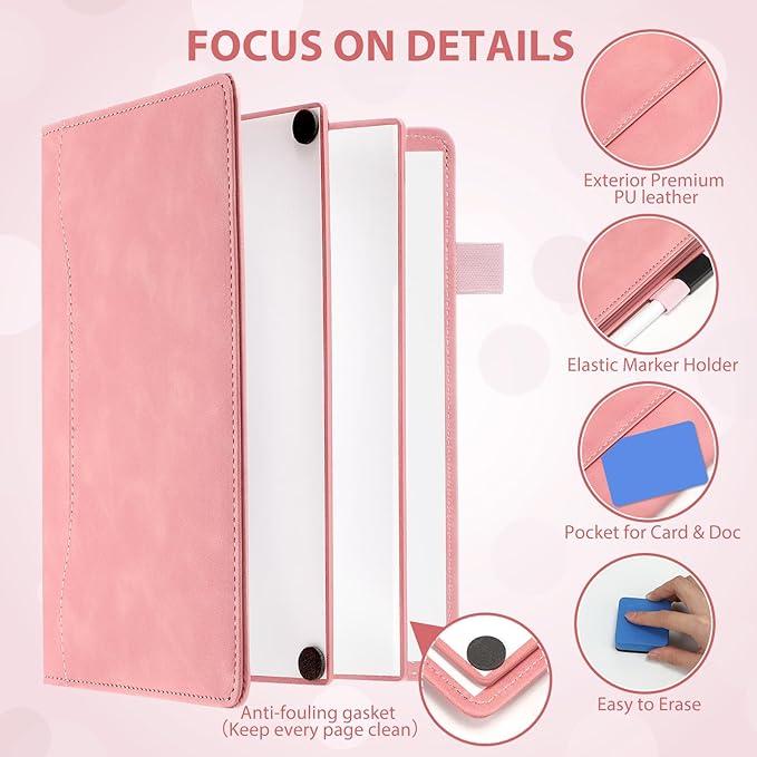 Feifeiya 6 Sides Dry Erase Notebook Portable White Board 9"x6"(a5) Travel Dry Erase White Board Notebook Foldable Anti-ghosting Surface for Office, School, Study, Travel & Business Meeting Planning