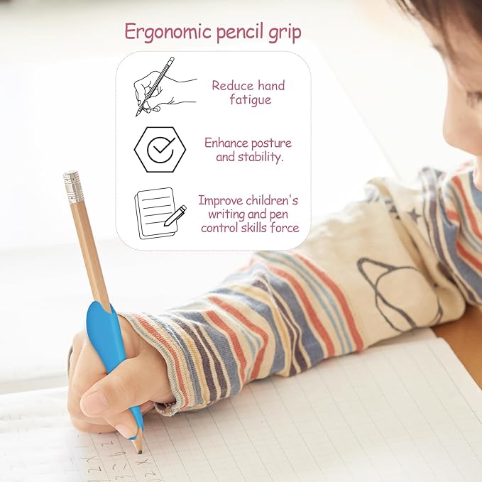 Colors Pencil Grips for Kids and Adults,Pencil Grips for Kids Handwriting,Pencil Holder Finger Posture Correction Training,Anti-Slip Texture Ergonomic Design for Right or Left-Handed Use(6-Pack)
