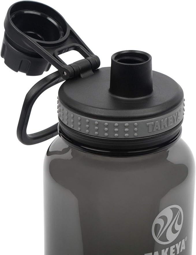Takeya Tritan Sport Water Bottle with Spout Lid - BPA-Free & Dishwasher-Safe Water Bottle - Reusable Bottle with Lid Handle - Simple Leak-Proof Water Bottle - 40 oz, Black