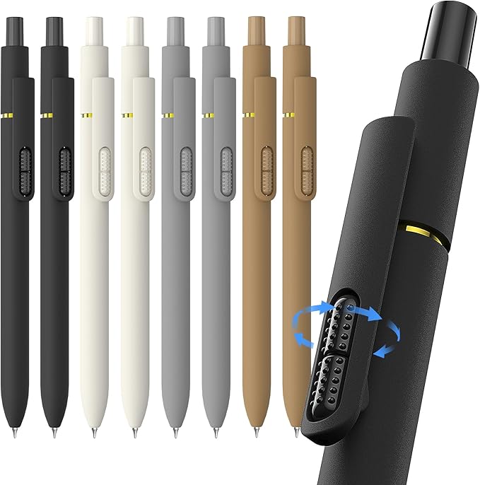 8 Pack Gel Pens 0.7mm Smooth Quick-Dry Fidget Retractable for Journaling - Classic
