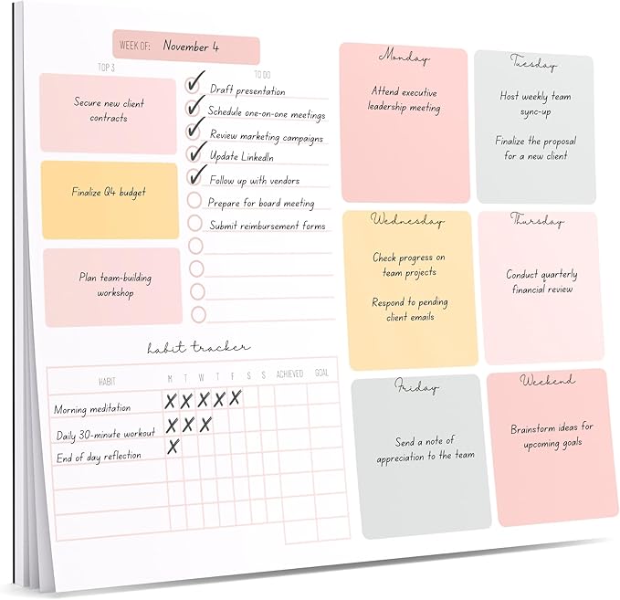Weekly Planner Notepad Tear Off – 52 Undated Weekly Sheets Daily To Do List Notepad, Habit Tracker, Academic Planner Notebook, Daily Work Planner- Full Year Productivity Planner Weekly To Do List Pad