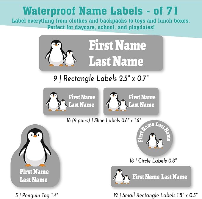 Personalized Daycare Name Labels for Kids (71 Labels) - Custom Durable Waterproof Name Stickers for Clothing Tags, Water Bottles, Lunch Boxes, and School Supplies - Dishwasher, Washer