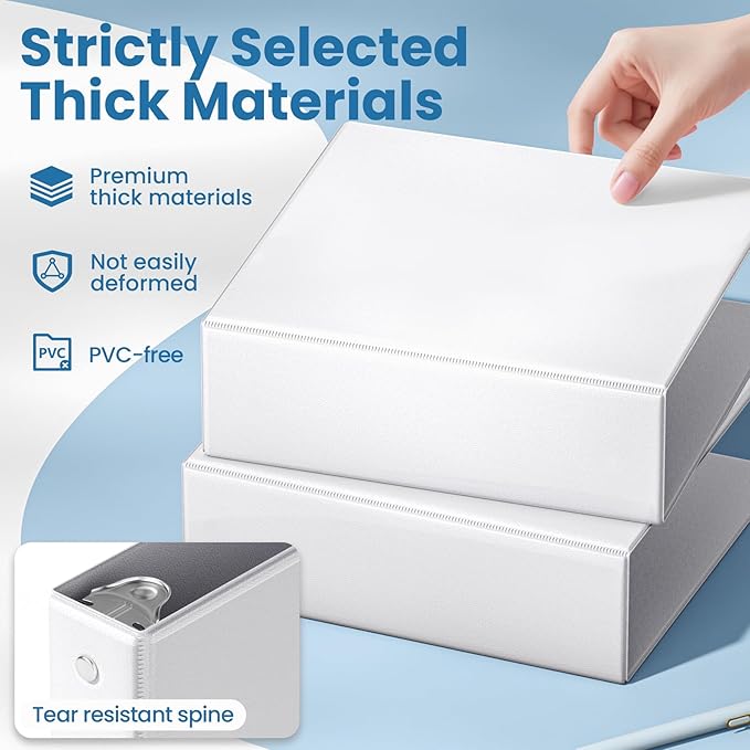 SUNEE 3 Inch Binders 3 Ring 12 Pack, Large 3" Clear View Binders Bulk Three Ring PVC-Free (Fit 8.5x11 Inches) for School or Office Supplies, White