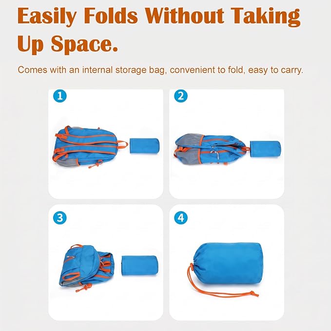 20L Water Resistant Foldable Packable Daypack Backpack | Lightweight Durable Portable Outdoor Travel Backpack for Women Men Camping Climbing Hiking Walking Sports Daily Commuting
