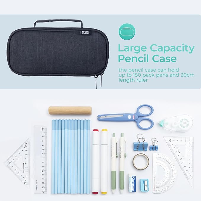 M&G Big Capacity Pencil Case, Large Capacity Pencil Pouch Multi-Slot Pencil Case Organizer, Portable Big Pencil Bags with Zipper for Makeup Brush Teen Boys Girls Office (Black)