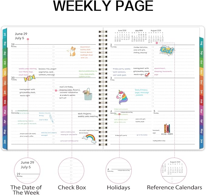 Planner 2026-2027 - Academic Planner 2026-2027, July 2026 to June 2027, Planner Weekly and Monthly, 8" x 10", Premium Paper, Twin-Wire Binding, Calendar with Tabs