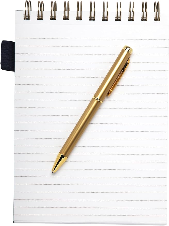 Eccolo Steno Notebook 120 Sheets Top Spiral Notebook with Gold Pen 6x8