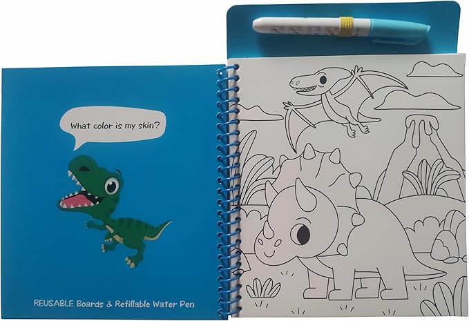 Magic Water Coloring Books for Child - Reusable Mess Free Water Reveal Art Kit with Water Pen, Travel Toys Easter Basket Stuffers for Kids Ages 3-12 Boys Girls Party Favors