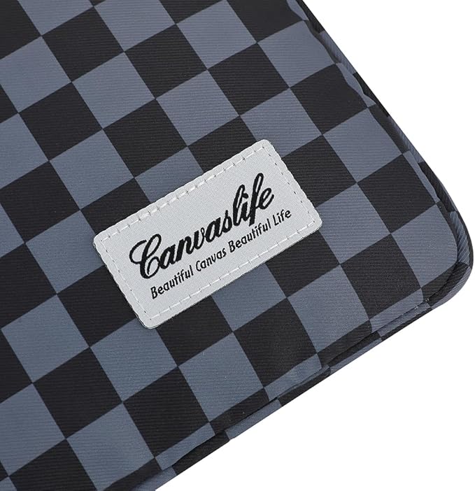 Canvaslife Black Checker Pattern Laptop Sleeve 15 Inch 15 Case and 15.6 Laptop Bag
