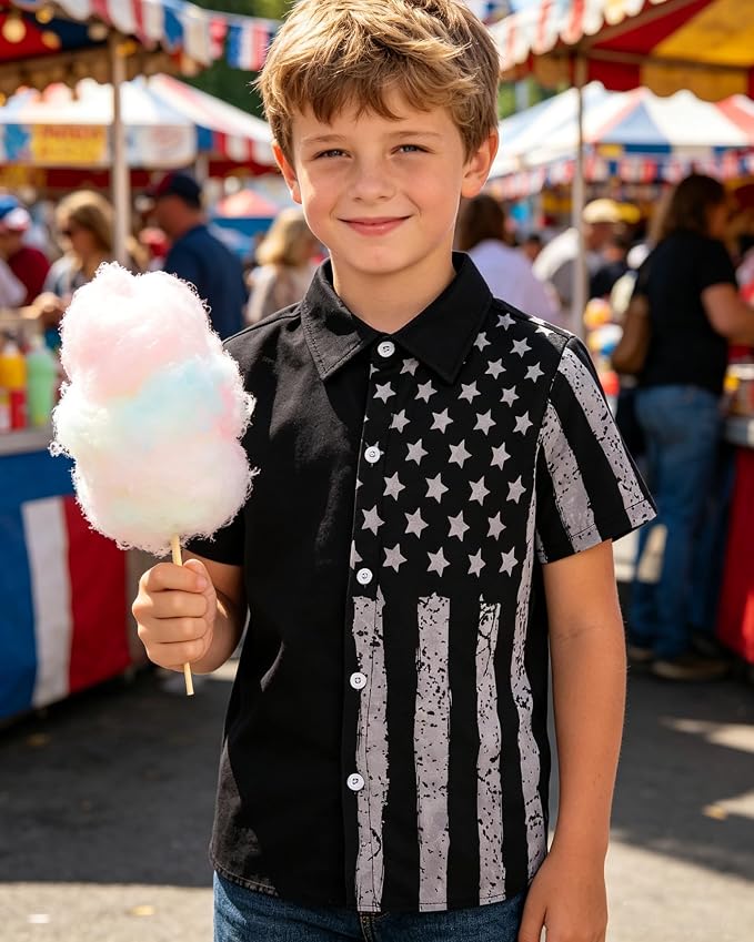 Enlifety 2-10T Kids Hawaiian Shirt Boys Short Sleeve Button Down Shirts Hawaii Summer Casual Blouse