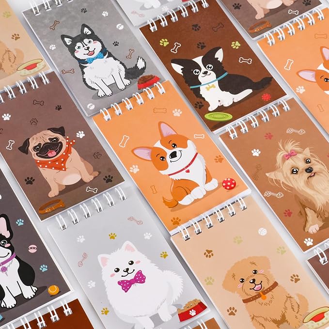 Hooqict 24 Pack Mini Dog Notepads Small Notebooks for Kids Dog Themed Party Favor Puppy Animal Spiral Pocket Notebooks Diary Memo Planner for Classroom Rewards Goody Bags Stuffers, 2.36 x 3.94 Inch
