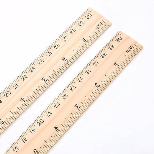 Wooden Ruler Rulers Bulk Wood Measuring Ruler for Students Office School Supplies，Wood Ruler for School, Classroom, Home, and Office (Medium Size, 6)