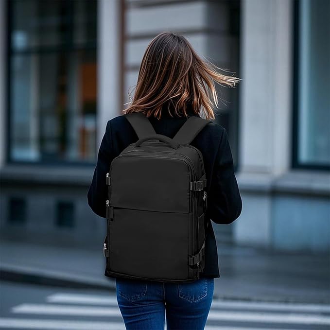 coofay Travel Backpack For Women Airline Approved Carry On Waterproof Sports Luggage Casual Daypack Small Hiking Backpack Black