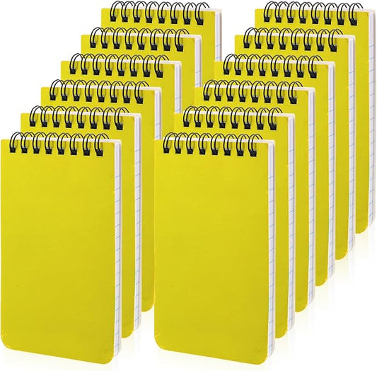 12 Pack mini Spiral Steno Pads,3x5 Inch Small Notepads, Small Pocket Notebooks, College Ruled Lined Note Pads For Kids Adults Outdoor,Home,School,Office,75 Sheets/150 Pages (Yellow)