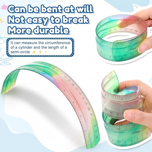 12 Pcs 12 Inch Flexible Rulers Bendable Soft Plastic Ruler