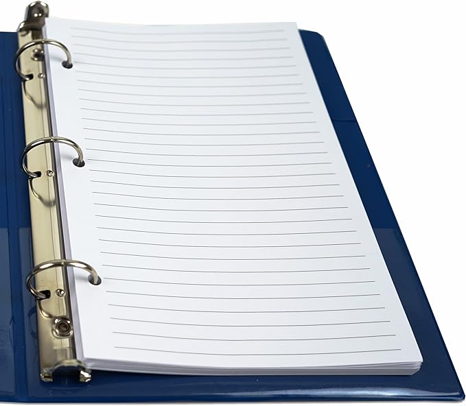 Half Letter Lined Paper, 3-Hole Punched, 500 Sheets/1,000 Pages, 100 GSM, Printer Paper Binder Refill, 5.5 in. x 8.5 in., fits in Half Letter 3-Ring Binders, Binder Refill Line Inserts (500-Sheet)