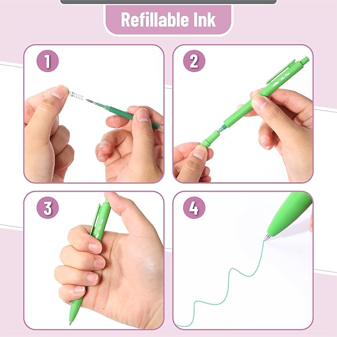 Mr. Pen- Retractable Gel Pens, 12 Pack, Vintage Ink, Fine Point 0.7mm, Fast Dry, Smooth Writing, Cute Pens for Drawing, Writing Planner and School Supplies