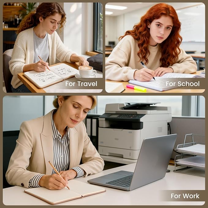 Dotted Journal Notebook Soft Cover PU Leather Journaling Notebooks for Women Men Writing Work Office School 160 Pages 100 GSM Thick Paper A5 Dotted 80 Sheets 5.79"x8.27", Khaki