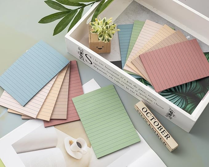 (36 Pack) Lined Sticky Notes 4x6 in,Large Notepads with Lines,Ruled Stickies Super Sticking Power,Office School Memo Note Pads Vintage Colors,Post on Windows Doors,Recyclable,Easy to Write on