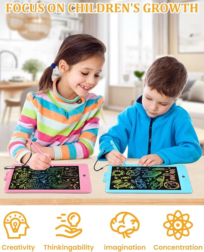 SplashNSpray Writing Tablet, 2pack LCD Drawing Tablet for Kids, Colorful Toddler Doodle Board, Erasable Reusable Electronic Drawing Pads, Educational and Learning Toy for 3+ Years Old Kids 8.5inch