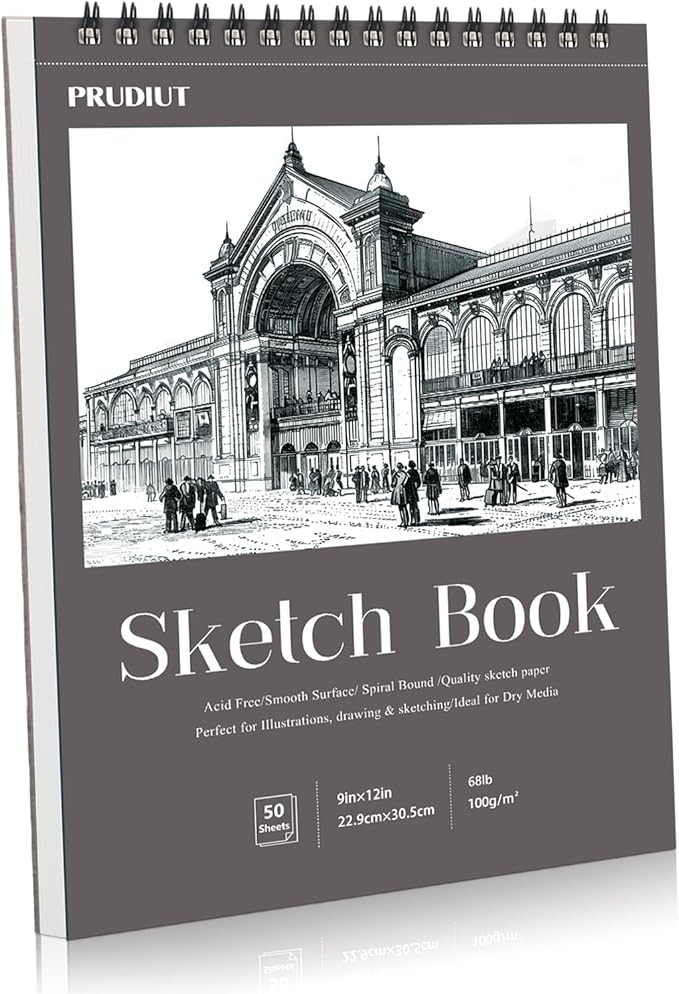 Sketch Book 9×12 inch, Spiral Bound Sketch Pad 50 Sheets (68lb/100gsm), Acid-Free Sketchbook for Drawing Painting Sketching, Art Paper Drawing Supplies for Teens Adults Artists Ideal Gifts