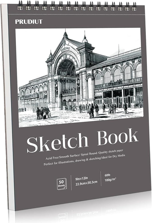 Sketch Book 9×12 inch, Spiral Bound Sketch Pad 50 Sheets (68lb/100gsm), Acid-Free Sketchbook for Drawing Painting Sketching, Art Paper Drawing Supplies for Teens Adults Artists Ideal Gifts