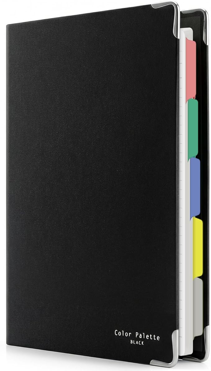 KOKUYO 5 Subject Spiral Notebook, Color Palette B5 Refillable Journal with 5 Tab Dividers, 120 Sheets in 6mm Dot Ruled Loose Leaf Paper, Business Black