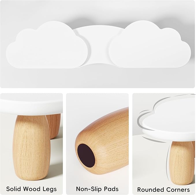 AFOOYO Dual Monitor Stand Riser,Rainbow Cloud Desktop Computer Stand for 2 Monitors,Adjustable Length and Angle Multifunctional Desktop Organizer Stand for Laptop, PC, Computer, Printer,White