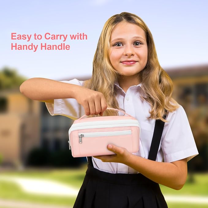 Large Capacity Pencil Case - Pencil Pouch for Teen Girls, Aesthetic Pouch Organizer with 8 Compartments, Wide Opening Marker Bag for Middle High School College, Fits Calculator, Pink