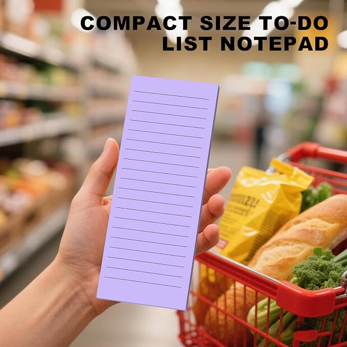 Magnetic Notepads Note Pads for Fridge with Full Magnet Back, 180 Sheets Purple Lined Refrigerator Notepad, 30 Sheets Per Pad for Grocery List, Shopping List, Office, Home, To-Do Lists & Memos