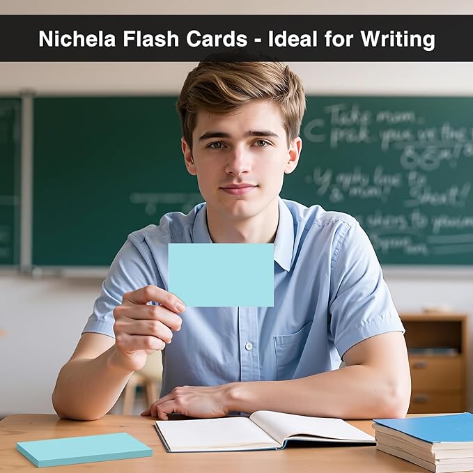 300 Count Blank Index Cards 3x5 Inch Blue Flash Cards Colored Cardstock, Unruled Note Cards Study Card Portable Learning Flashcards Ideal for Note Taking, Art Sketching, Office & School Supplies