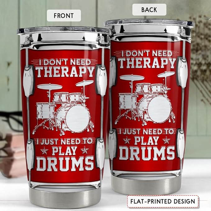 SANDJEST Drummer Tumbler 20oz Stainless Steel Insulated Tumblers Drum Coffee Travel Mug Gift for Drummers