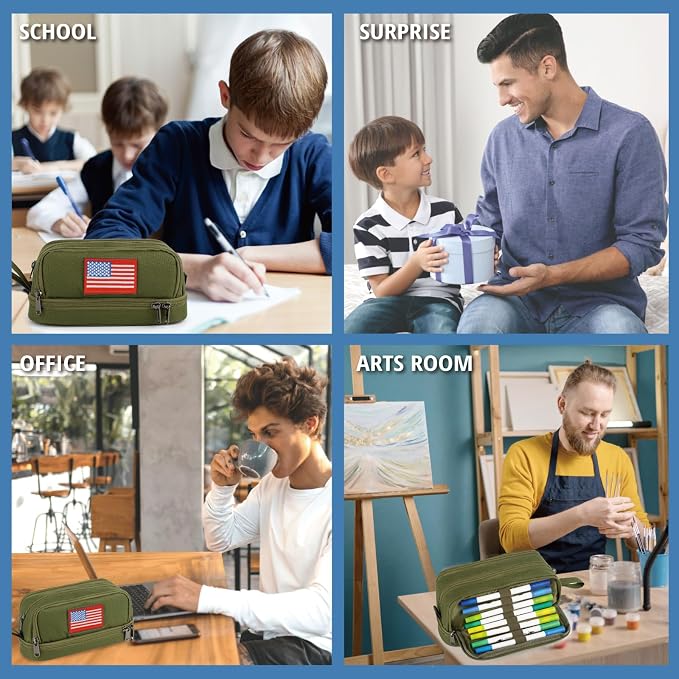 Tactical 4 Compartments Pencil Case for Boy, Large Pen Pouch Bag for School | Tactical Large Capacity Pen Box, 900D Farbic Tool Bag for School College Office Marker Organizer for Boy Kid Men Adult Teen