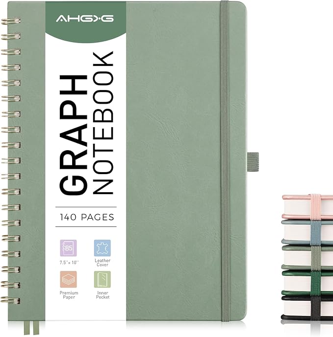 AHGXG Graph Paper Notebook, 140 Pages, B5 (7.6" x 10")