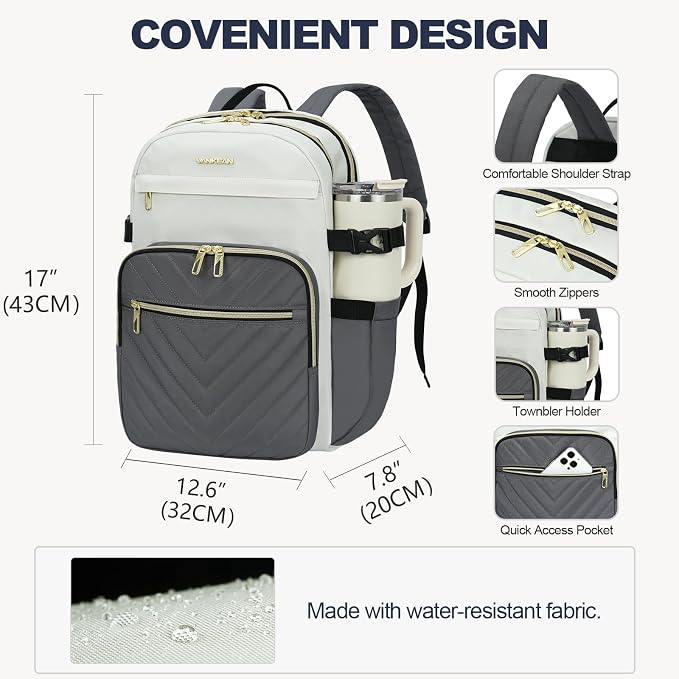 VANKEAN 15.6 Inch Laptop Backpack for Women Large Capacity | Waterproof Backpacks Stylish Travel Bags Casual Daypacks for College, Business