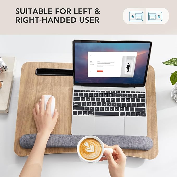 HUANUO Laptop Lap Desk - Portable Lap Desk with Pillow Cushion, Fits up to 17 inch Laptop, with Anti-Slip Strip & Storage Function for Home Office Students Use as Computer Laptop Stand, Book Tablet