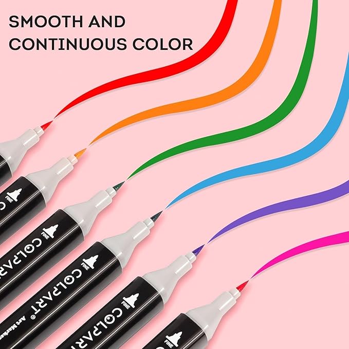 colpart 204 Colors Alcohol Markers Set Dual Tip Art Marker Pens with Pen Holder and Carry Bag for Adult Coloring Painting Supplies Perfect for Painting, Coloring, Sketching and Drawing