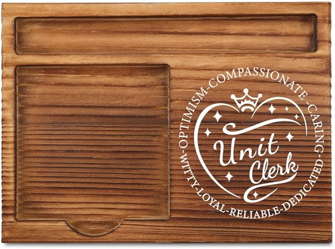 THRXOBN Desk Organizer for Unit Clerks & Healthcare Professionals - Natural Wood with Slots for Notes, Pens, and Small Office Supplies – Practical & Elegant Workspace Solution,WSH22