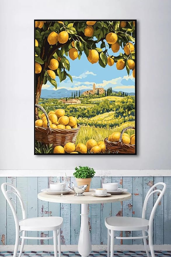 5DDIYART Paint by Numbers for Adults Beginner, Lemon Tree Paint by Number Kits on Canvas Without Framed,Paint by Easy Acrylic Painting Home Wall Decor 16x20inch