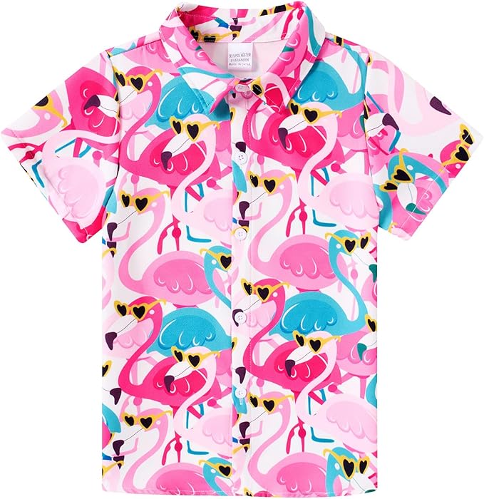 Enlifety 2-10T Kids Hawaiian Shirt Boys Short Sleeve Button Down Shirts Hawaii Summer Casual Blouse