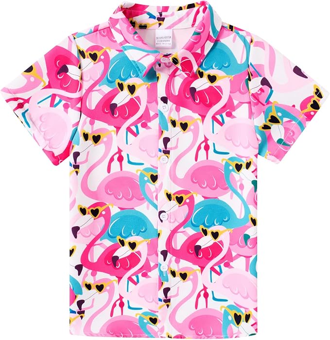 Enlifety 2-10T Kids Hawaiian Shirt Boys Short Sleeve Button Down Shirts Hawaii Summer Casual Blouse