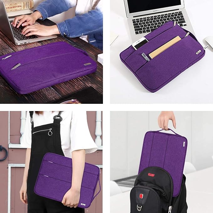 Voova 15.6 16 Inch Laptop Sleeve Case Compatible with MacBook Pro 16 M1/M2/M3/M4 Max 2019-2025, 15.6-16” Hp Lenovo Acer Asus, Waterproof Slim Computer Bag Cover with Handle, Purple