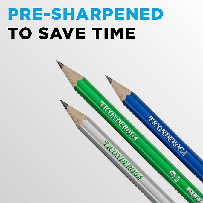 Ticonderoga Wooden Pencils, Pre-Sharpened, #2 HB Soft, Metallic Colors, 150 Count