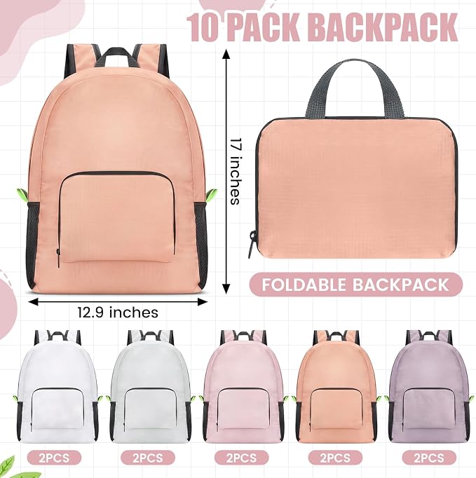 Jexine 10 Pcs Backpacks Bulk 16.5 Inches Lightweight Travel,Soft Neutrals | Basic Book Bags for School Outdoor, Foldable Storage, Ideal Students Adults Commuters, Bulk Backpack Set for Teams